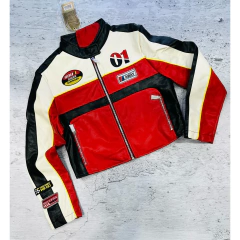 Campera Crop Racing MotoMami Simil-cuero 01 Roja