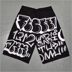 Bermuda Jean Intervenido Graffiti Hip Hop Baggy Negro en internet
