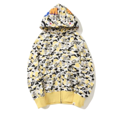 Campera Hoodie BAPE Full Zip Shark Camo Banana Yellow - 220USD