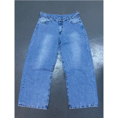 Pantalón Jean Baggy Celeste Corazón Bordado Cintura Regulable en internet