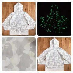 Campera Hoodie BAPE Full Zip Shark Camo Glow In The Dark - 220USD - tienda online