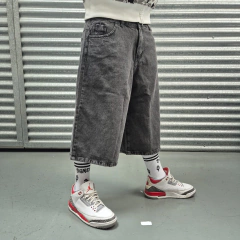 Bermuda Short Baggy Jorts Capri Washed Gris - KITCH TECH