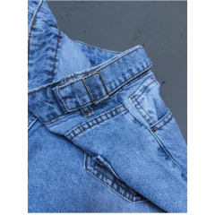Pantalón Jean Baggy Celeste Corazón Bordado Cintura Regulable - comprar online