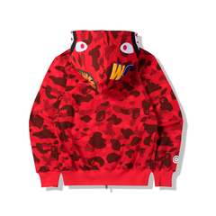 Campera Hoodie BAPE Full Zip Shark Camo Red (AAA) - 220USD en internet