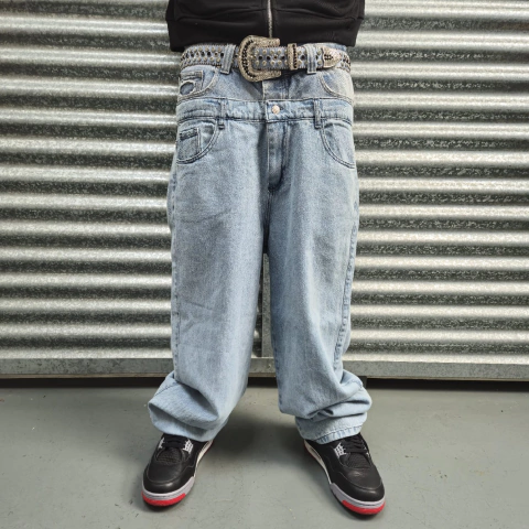 Double Jean Baggy Light Blue