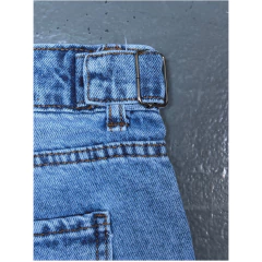 Pantalón Jean Baggy Celeste Corazón Bordado Cintura Regulable