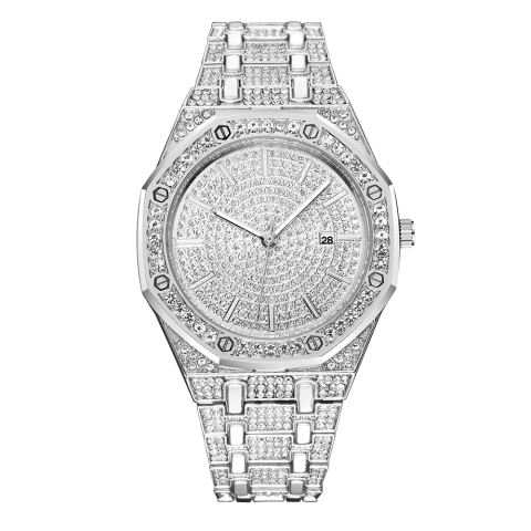 Reloj Strass Plateado iced Diamante Simil Oro Trap Hip Hop N3