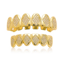 Grillz Parrila Dientes Diamonds BAÑO 14K Cubic Zircon - Dorados - comprar online