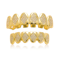 Grillz Parrila Dientes Diamonds BAÑO 14K Cubic Zircon - Dorados - comprar online