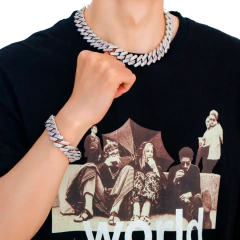 Cadena Cubana "SIRA" Baño de Oro Blanco 14K Bicolor Zirconias - Mod 29 - 20 Inch - (copia) - KITCH TECH