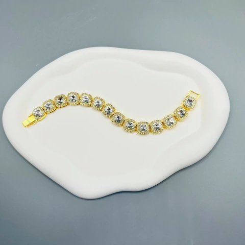 Pulsera Brazalete Tennis Strass Carson 015 20Cms - Dorada