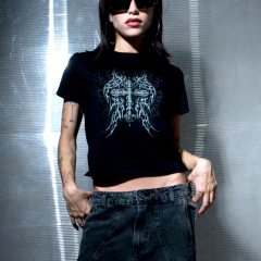 Remera Top Cruz Y2K Metal Negra - buy online