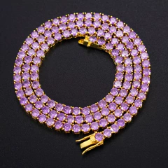 Cadena Tennis "SYRU" Baño de Oro 14K Zirconias Violetas - Mod 32 - 24 Inch - (80 USD) - comprar online