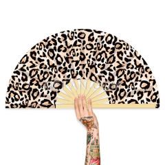 Abanico Estampado Madera Bamboo Importado Leopardo 1