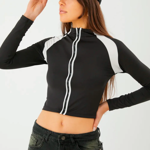 Campera Top Manga Larga Zip