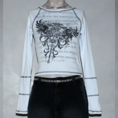 Remera Top Manga Larga Cruz Y2k Blanca - buy online