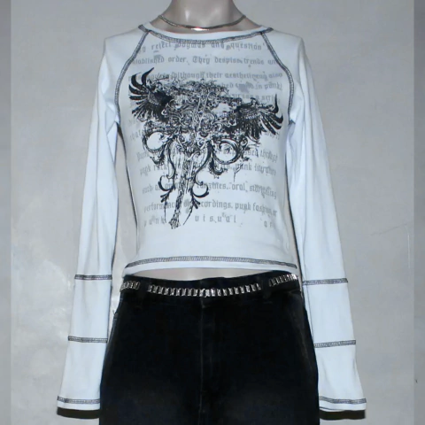 Remera Top Manga Larga Cruz Y2k Blanca - buy online