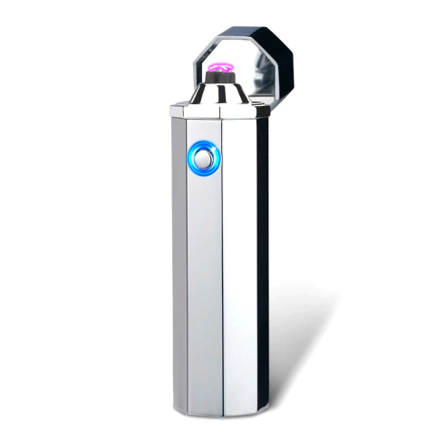 Encendedor Tesla Plasma Arco Electrico Hexagon Doble Arco - Plata