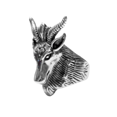 Anillo Acero Cabra Baphomet Satan - Talle 9