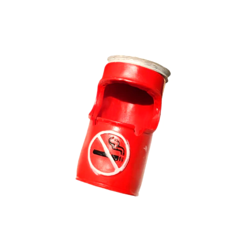 Cenicero Tacho Prohibido Fumar Grande Artesanal - Rojo