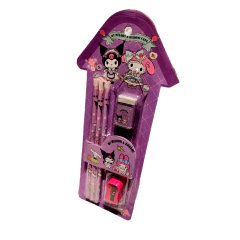 Set Escolar MyMelody Kuromi Sanrio Lapiz Regla Goma Sacapuntas LILA - comprar online