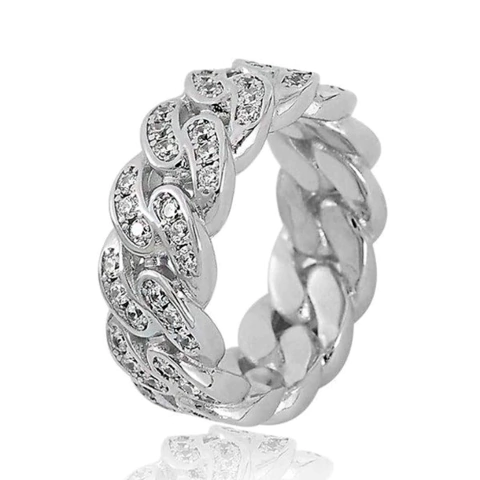Anillo Eslabon Cuban Acero Strass - comprar online