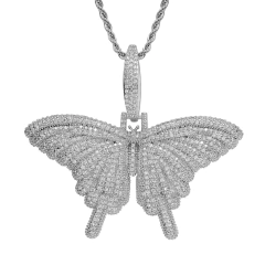 Dije Mariposa "Gran Butterfly" Baño Oro Blanco 14k Zircón Full Strass 100 USD - buy online