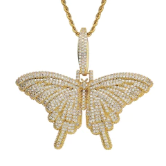 Dije Mariposa "Gran Butterfly" Baño Oro Blanco 14k Zircón Full Strass 100 USD on internet