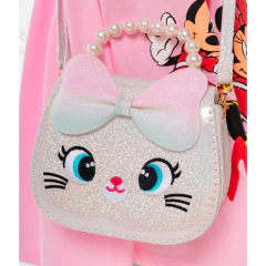 Cartera Holografica Gato Kawaii Bordado
