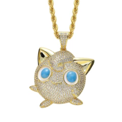 Dije "Jigglypuff" Baño de Oro Con Cadena Simple Full Strass