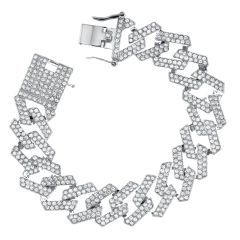 Pulsera Brazalete Cubana Strass Rondo 011 22cms - Plateada - (copia) - KITCH TECH