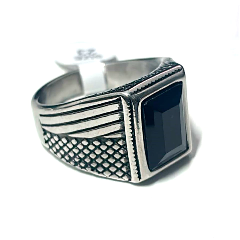 Anillo Onix Piedra Negra Calado