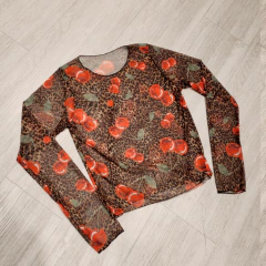 Top Microtul Cherry Leopard Manga Larga - buy online