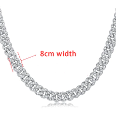 Cadena Cubana Fina Strass Plateada 0012 50 Cms - 20Inch - comprar online