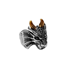 Anillo Acero Dragon Draco Dorado - Talle 10