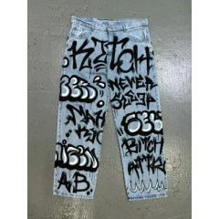 Pantalon Jean Intervenido Graffiti Hip Hop Baggy