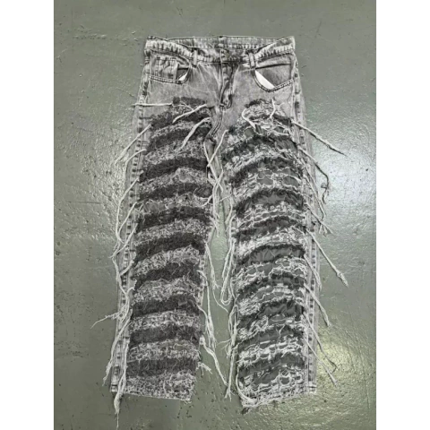 Jean Baggy Ripped Desflecado Gris 1