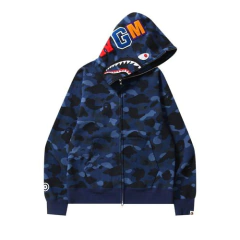 Campera Hoodie BAPE Full Zip Shark Camo Hard Blue - 220USD