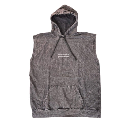 Remera Sudadera Con Capucha Washed Gris