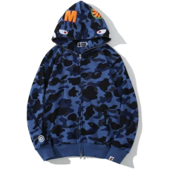 Campera Hoodie BAPE Full Zip Shark Camo Soft Blue - 220USD