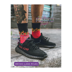 Medias Caña Alta Llamas Rojo - comprar online
