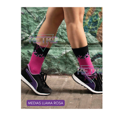 Medias Caña Alta Llamas Fucsia