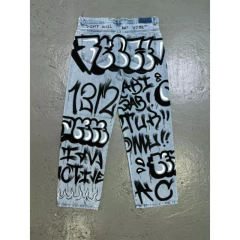 Pantalon Jean Intervenido Graffiti Hip Hop Baggy - comprar online