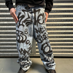 Pantalon Jean Intervenido Graffiti Hip Hop Baggy - tienda online