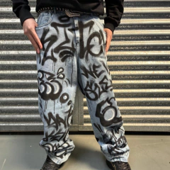 Pantalon Jean Intervenido Graffiti Hip Hop Baggy - tienda online