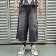 Bermuda Jean Baggy Estrella Desflecada Negra