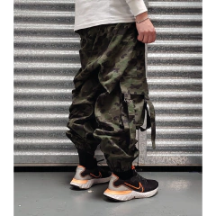 Pantalon cargo ancho con tiras camuflado militar en internet