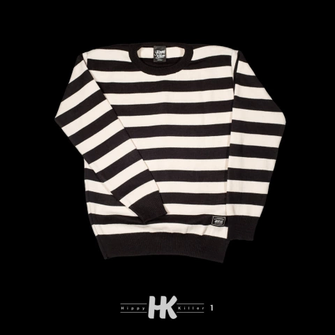 Buzo Sweater Rayado Blanco Negro Unisex