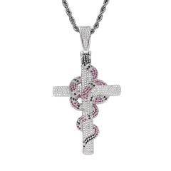 Dije "Gucci Snake" Baño Oro Blanco GOD 14k Zircón Full Strass - Celeste - KITCH TECH