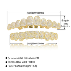 Grillz Parrila Dientes FULL ICE Zircon Baño Oro 14K - Dorados en internet